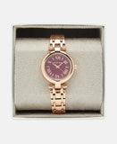 Michael Kors Laney Purple Dial Rose Gold Steel Strap Watch for Women - MKO1084