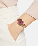 Michael Kors Laney Purple Dial Rose Gold Steel Strap Watch for Women - MKO1084