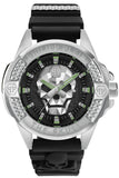 Philipp Plein The Skull Black Dial Black Silicone Strap Watch for Men - PWAAA0121