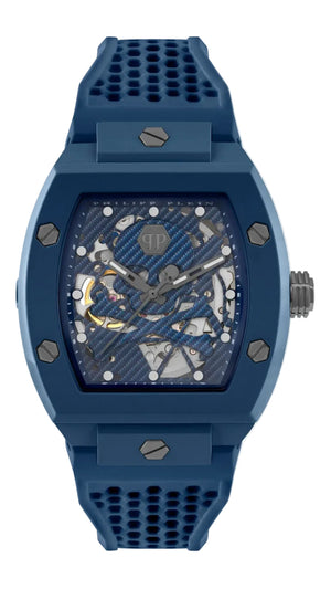 Philipp Plein The SKeleton Blue Dial Blue Silicone Strap Watch for Men - PWVBA0323