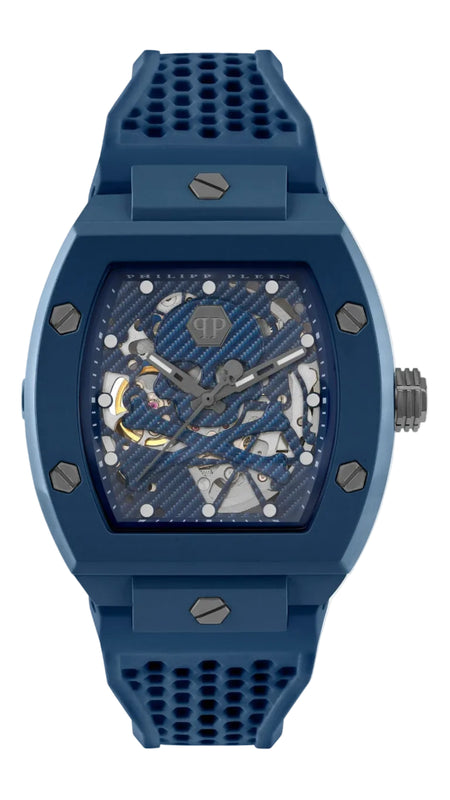 Philipp Plein The SKeleton Blue Dial Blue Silicone Strap Watch for Men - PWVBA0323