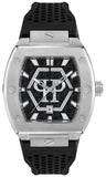 Philipp Plein Hexagon Phantom Black Dial Black Silicone Strap Watch For Men- PWPUA0524