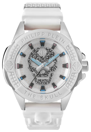 Philipp Plein The Skull White Dial White Silicone Strap Watch for Men - PWAAA1521