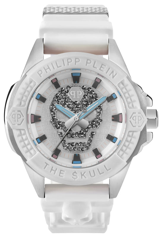 Philipp Plein The Skull White Dial White Silicone Strap Watch for Men - PWAAA1521
