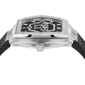 Philipp Plein Hexagon Phantom Black Dial Black Silicone Strap Watch For Men- PWPUA0524