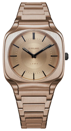D1 Milano Square Champagne Gold Dial Gold Steel Strap Watch for Unisex - D1-SQBJ04