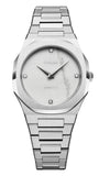 D1 Milano Ultra Thin Marble White Dial Silver Steel Strap Watch for Women - D1-UTBL13