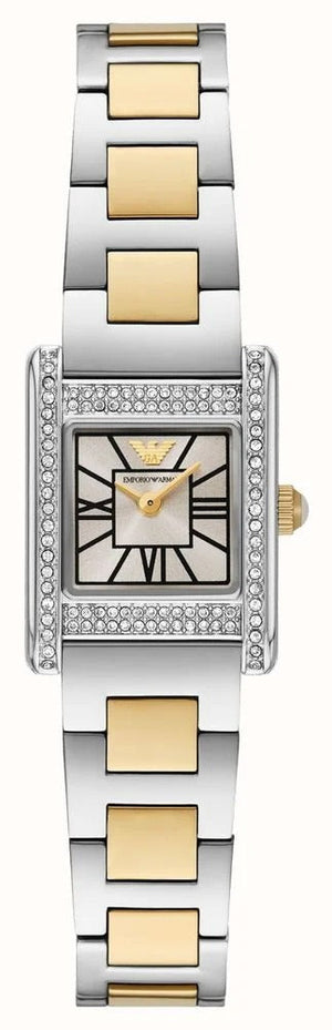 Emporio Armani Genni Crystals Silver Dial Two Tone Steel Strap Watch for Women - AR11704