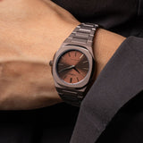 D1 Milano Ultra Thin Brown Dial Brown Steel Strap Watch for Women - D1-UTBL38