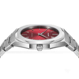 D1 Milano Ultra Thin Red Dial Silver Steel Strap Watch for Men - D1-UTBJ05
