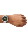 Michael Kors Panorama Green Dial Silver Steel Strap Watch for Men - MK9196