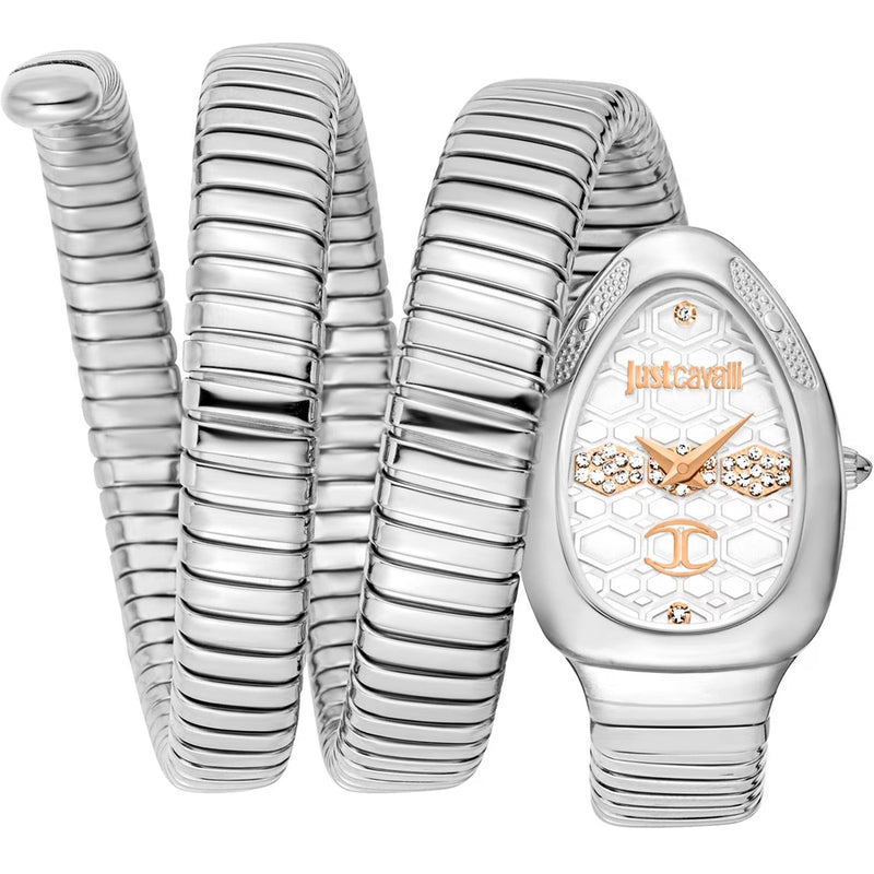 Just Cavalli Classico Lungo Silver Dial Silver Steel Strap Watch for Women - JC1L232M0015