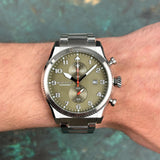 Michael Kors Panorama Green Dial Silver Steel Strap Watch for Men - MK9196