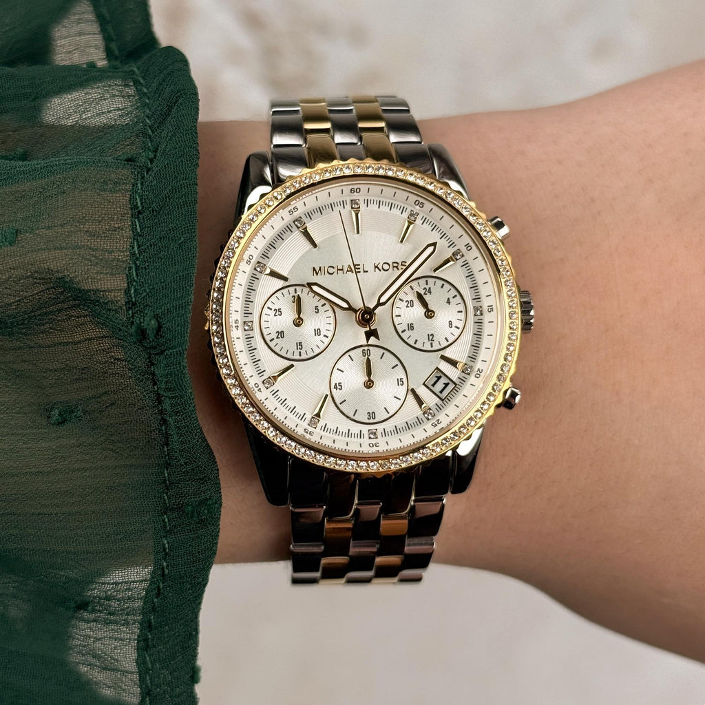 Michael Kors Bryant Silver Dial Two Tone Steel Strap Watch for Women - MK7532