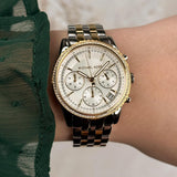 Michael Kors Bryant Silver Dial Two Tone Steel Strap Watch for Women - MK7532