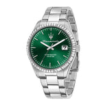 Maserati Competizione Green Dial Silver Steel Strap Watch for Men - R8853100043