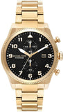 Michael Kors Panorama Black Dial Gold Steel Strap Watch for Men - MK9195