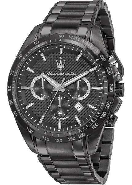 Maserati Traguardo Limited Edition Chronograph Black Dial Black Steel Strap Watch for Men - R8873612045