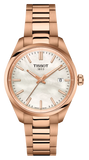 Tissot PR 100 White Dial Rose Gold Steel Strap Watch for Women - T150.210.33.111.00