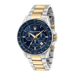 Maserati SFIDA Limited Edition Chronograph Blue Dial Two Tone Steel Strap Watch for Men - R8873640017