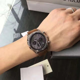 Emporio Armani Zeta Gray Dial Brown Leather Strap Watch for Men - AR11080