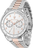 Maserati Tradizione Chronograph White Dial Two Tone Steel Strap Watch for Men - R8873646002
