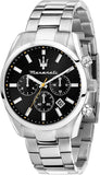 Maserati Attrazione Chronograph Black Dial Silver Steel Strap Watch for Men - R8853151010