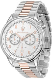 Maserati Tradizione Chronograph White Dial Two Tone Steel Strap Watch for Men - R8873646002