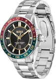 Hugo Boss Runner 3H Black Dial Silver Steel Strap Watch for Men - 1514210