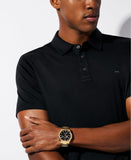 Michael Kors Panorama Black Dial Gold Steel Strap Watch for Men - MK9195
