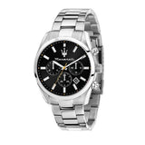 Maserati Attrazione Chronograph Black Dial Silver Steel Strap Watch for Men - R8853151010
