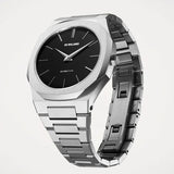 D1 Milano Ultra Thin Matte Black Dial Silver Steel Strap Watch for Men - D1-UTBJ40