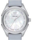 Emporio Armani Valeria Silver Dial Blue Leather Strap Watch for Women - AR11032