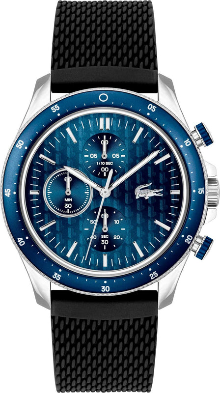 Lacoste Neoheritage Blue Dial Black Silicone Strap Watch for Men - 2011252