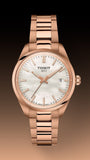 Tissot PR 100 White Dial Rose Gold Steel Strap Watch for Women - T150.210.33.111.00
