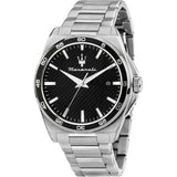 Maserati Velocità Date Black Dial Silver Steel Strap Watch for Men - R8853152002