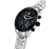 Maserati Traguardo Chronograph Black Dial Silver Steel Strap Watch for Men - R8873612061