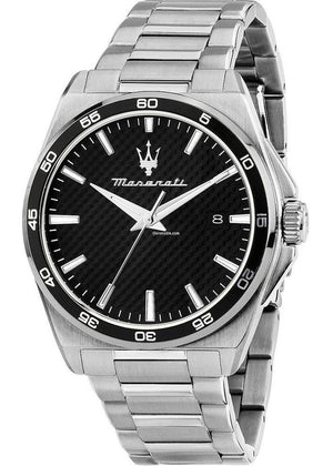 Maserati Velocità Date Black Dial Silver Steel Strap Watch for Men - R8853152002
