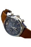 Emporio Armani Zeta Gray Dial Brown Leather Strap Watch for Men - AR11080