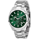 Maserati Attrazione Chronograph Green Dial Silver Steel Strap Watch for Men - R8853151011