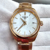 Tissot PR 100 White Dial Rose Gold Steel Strap Watch for Women - T150.210.33.111.00
