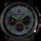 Maserati Successo Chronograph Ice Blue Dial Silver Steel Strap Watch for Men - R8873621044