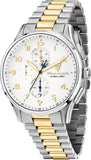 Maserati Sorpasso Chronograph White Dial Two Tone Steel Strap Watch for Men - R8873624003
