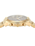 Michael Kors Panorama Black Dial Gold Steel Strap Watch for Men - MK9195