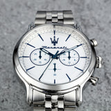 Maserati Epoca Chronograph White Dial Silver Steel Strap Watch for Men - R8873618034
