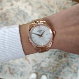 Tissot PR 100 White Dial Rose Gold Steel Strap Watch for Women - T150.210.33.111.00