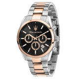 Maserati Attrazione Chronograph Black Dial Two Tone Steel Strap Watch for Men - R8853151002