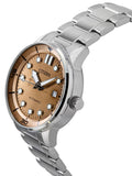 Citizen Mechanical Automatic Salmon Brown Dial Silver Steel Strap Watch for Men - NJ0191-83X