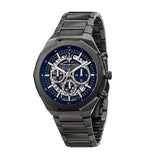 Maserati Stile Skeleton Chronograph Blue Dial Grey Steel Strap Watch for Men - R8873642012