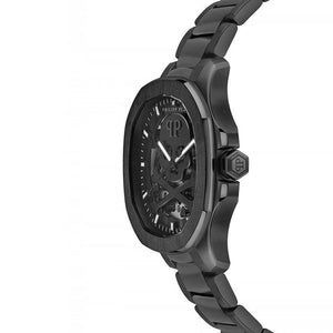 Philipp Plein Skeleton Spectre Black Dial Black Stainless Steel Strap Watch For Men- PWRAA0423